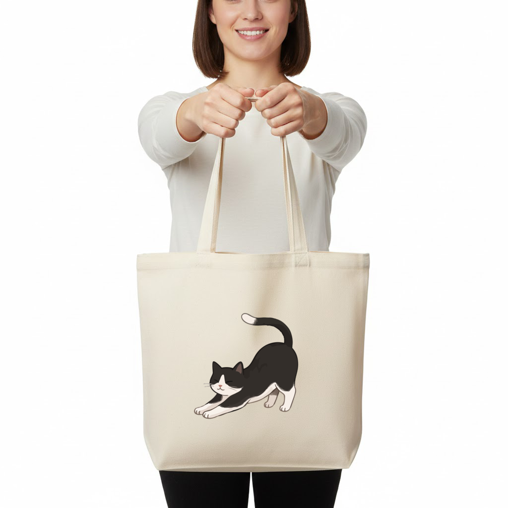 Stretching Tuxedo Cat 