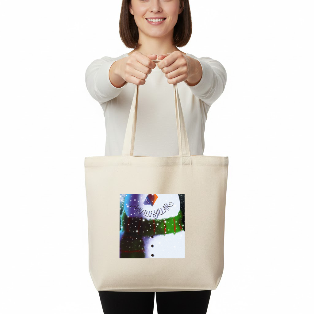 happy new year snow man Horizontal Canvas Tote Bag