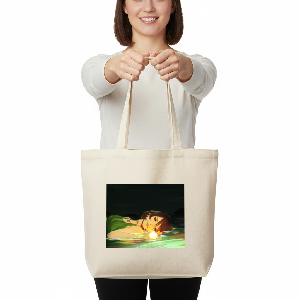 Sunset Glow Anime Girl Illustration Horizontal Canvas Tote Bag