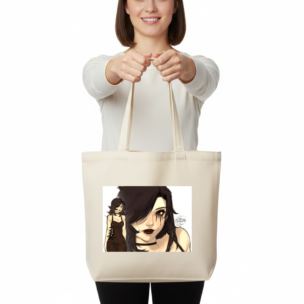 Goth Anime Girl Horizontal Canvas Tote Bag