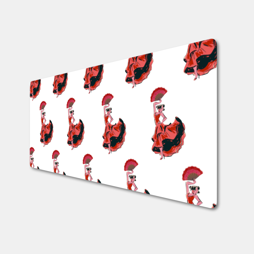 Flamenco Dancer with Fan Illustration Mouse Pad