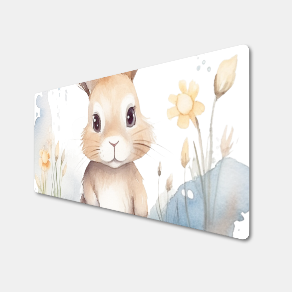 Cute Bunny Watercolor Illustration Mouse Pad