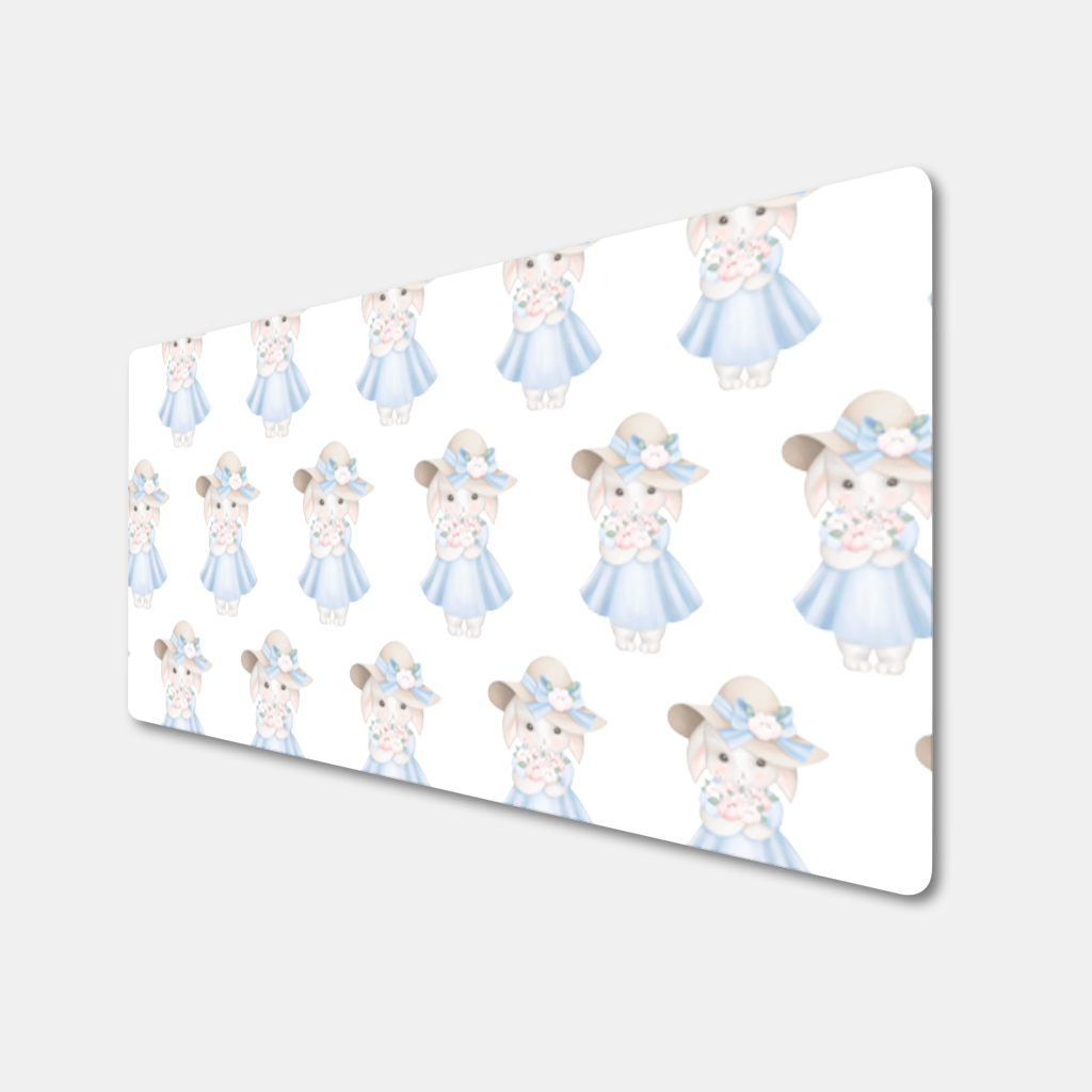 Cute Bunny with Hat Holding Flowers 