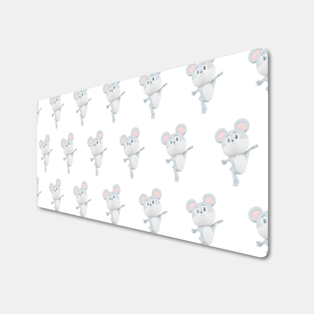Dancing Cute Grey Mouse Character Mouse Pad