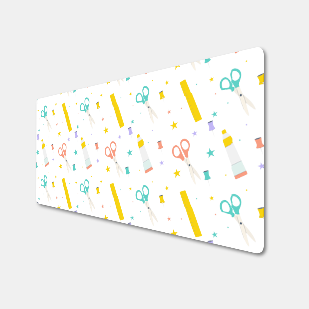Colorful School and Stationery Supplies Pattern Mouse Pad