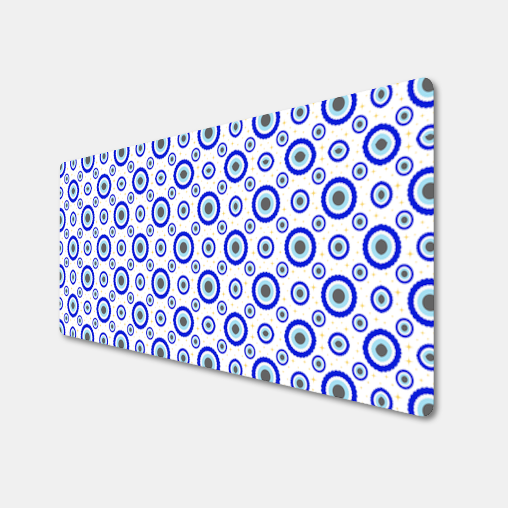 Blue Evil Eye Pattern with Stars Mouse Pad