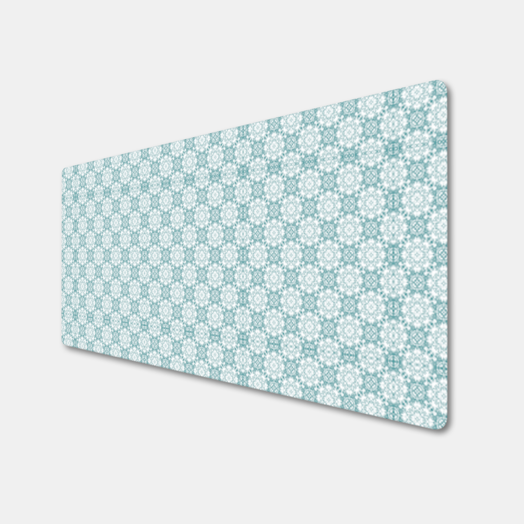 Blue Pixelated Geometric Ornament Pattern Mouse Pad