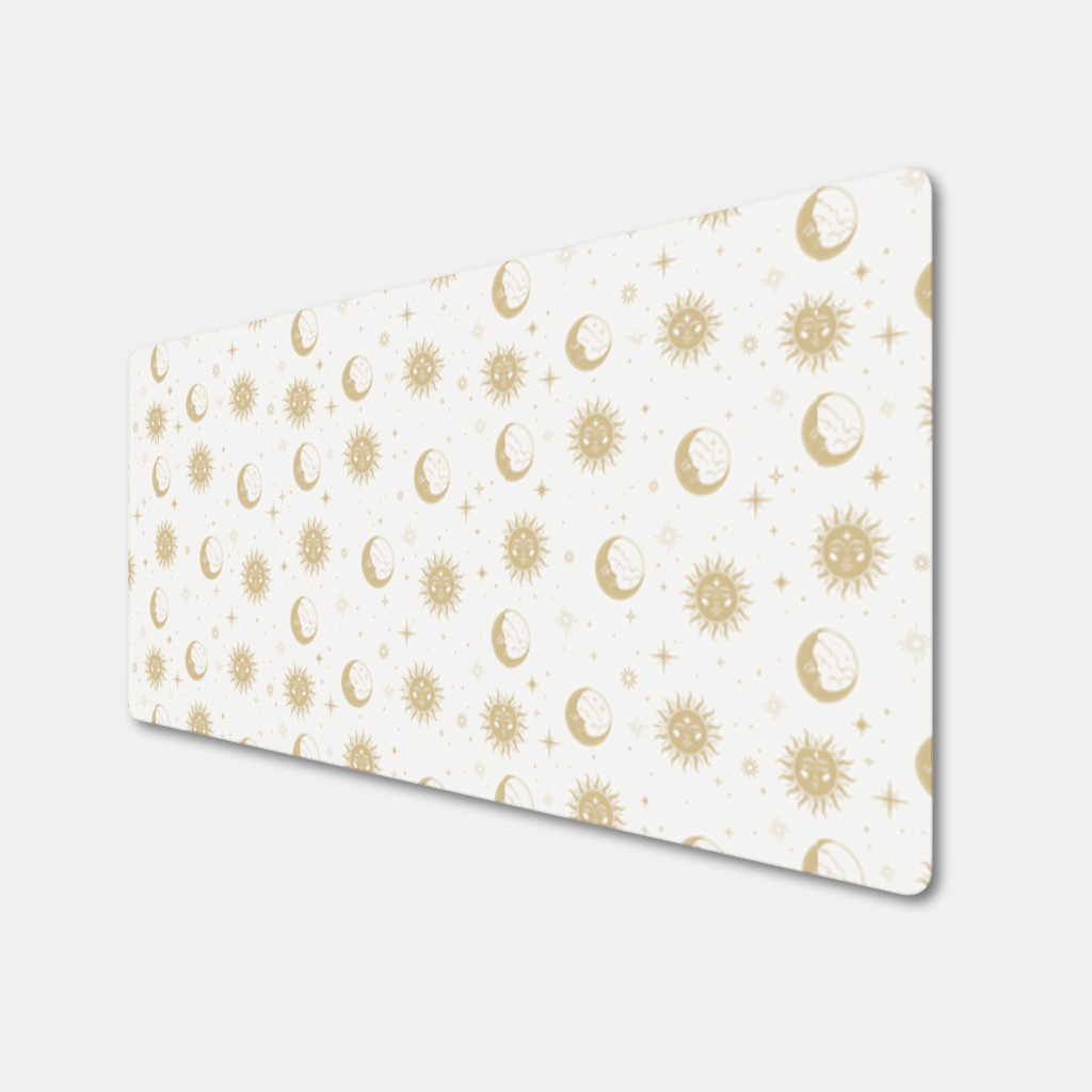 Golden Sun and Moon Mystical Pattern Mouse Pad