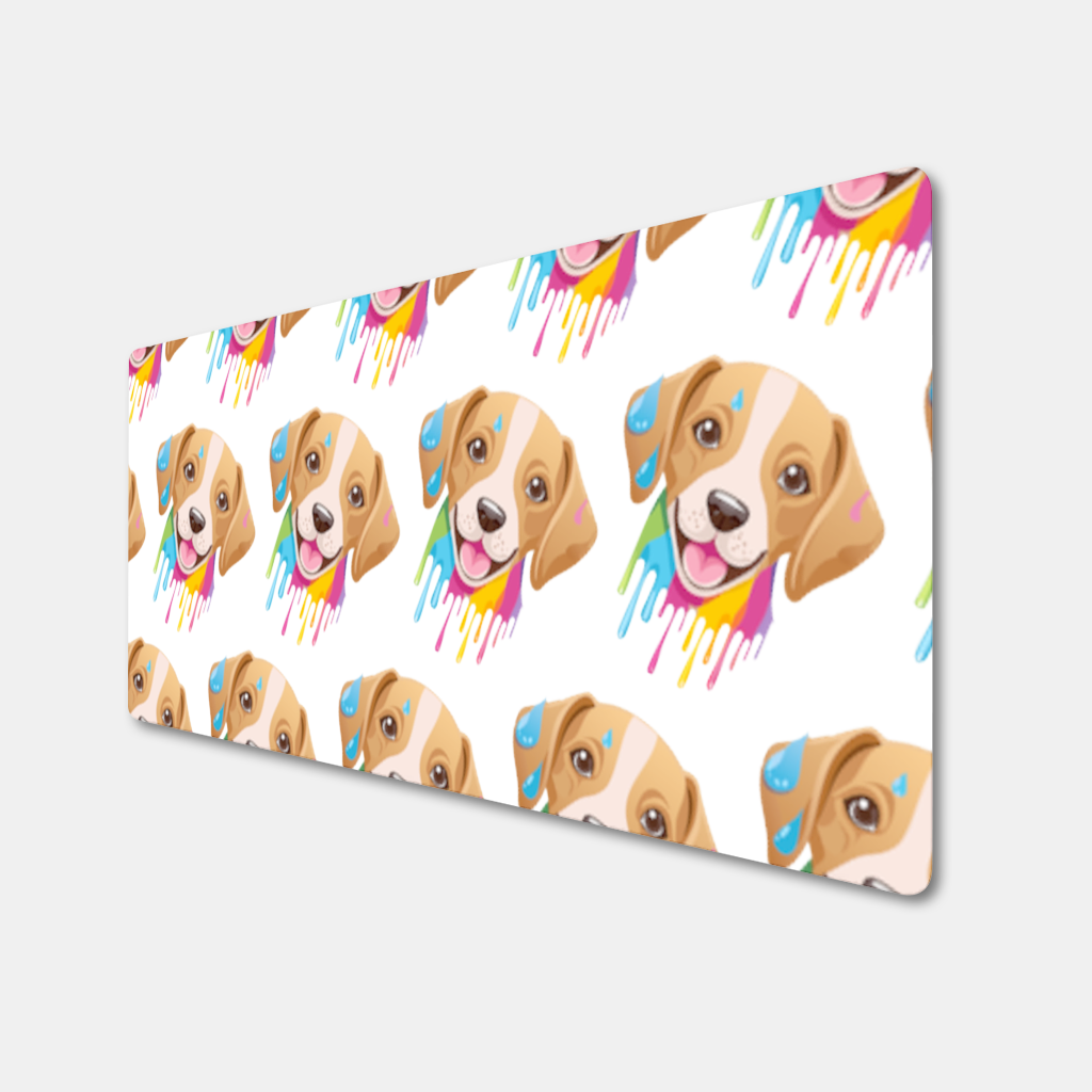 Happy Dog with Colorful Paint Drips Mouse Pad
