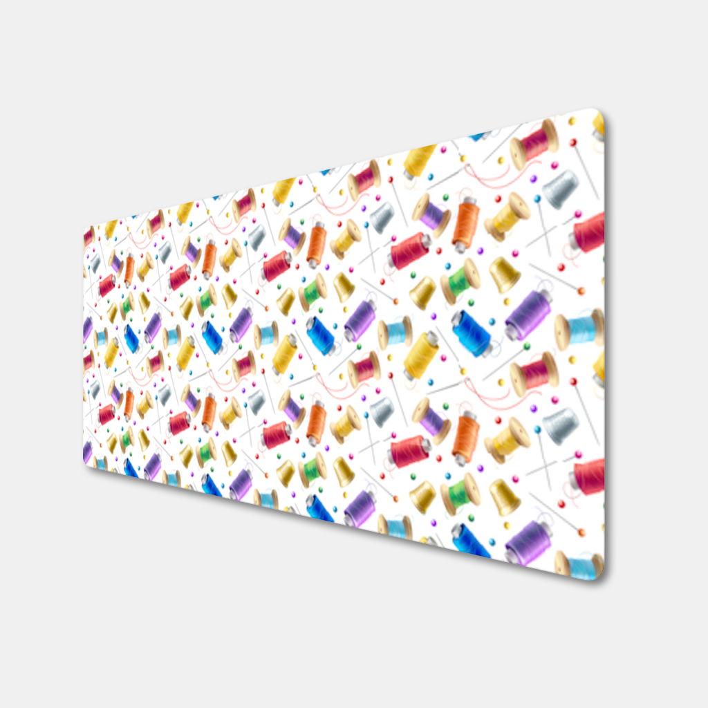 Colorful Thread Spools and Sewing Tools Pattern 