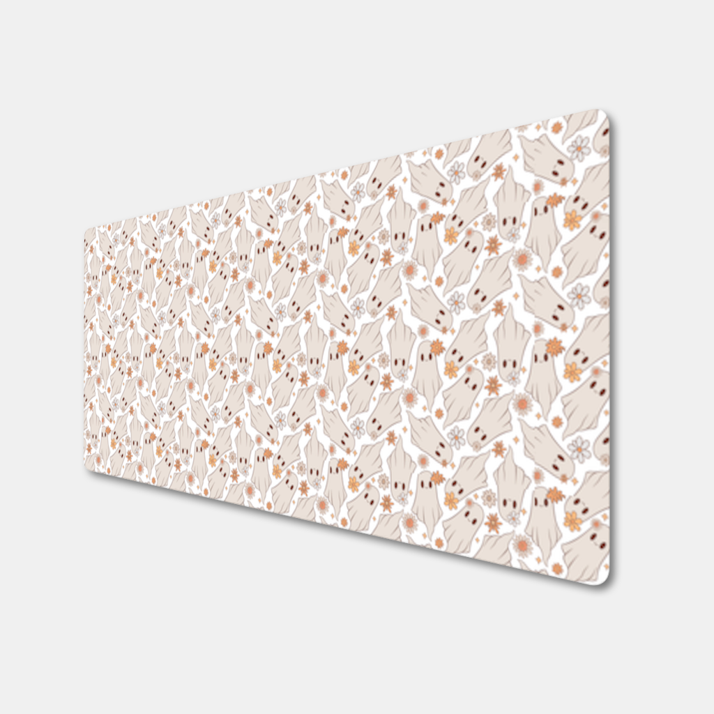 Retro Floral Cute Ghost Seamless Pattern Mouse Pad