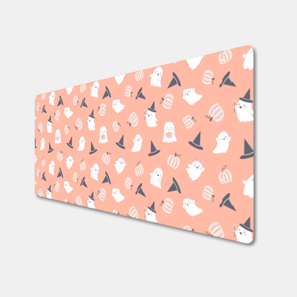 Cute Pumpkin and Witch Hat Ghost Pattern Mouse Pad