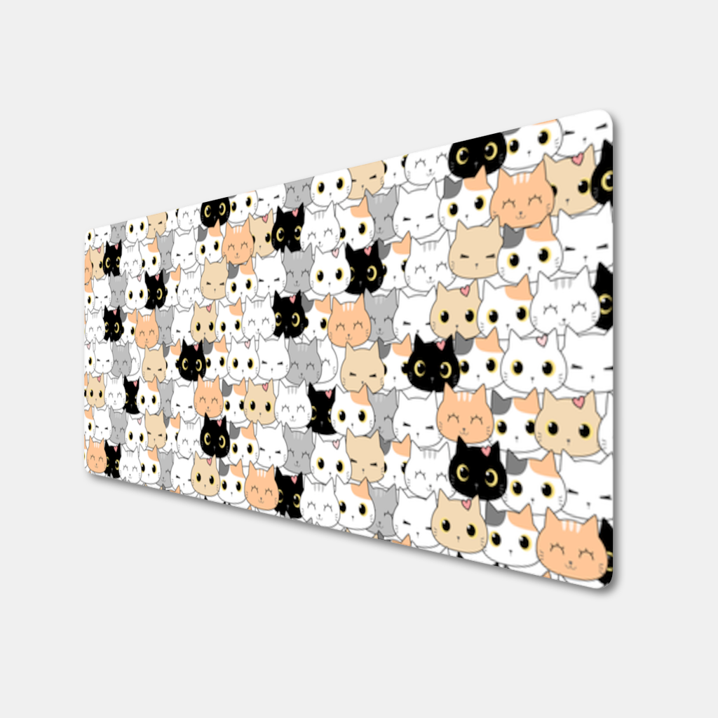 Colorful Cute Cat Faces Seamless Pattern 