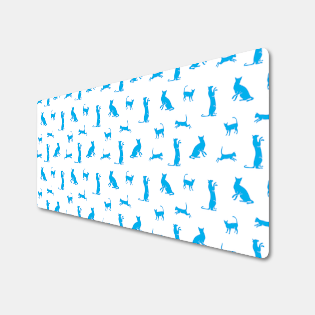 Blue Cat Silhouettes Seamless Pattern 