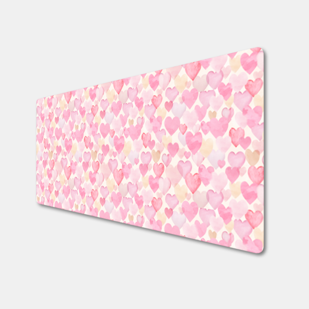 Watercolor Pink Hearts Mouse Pad