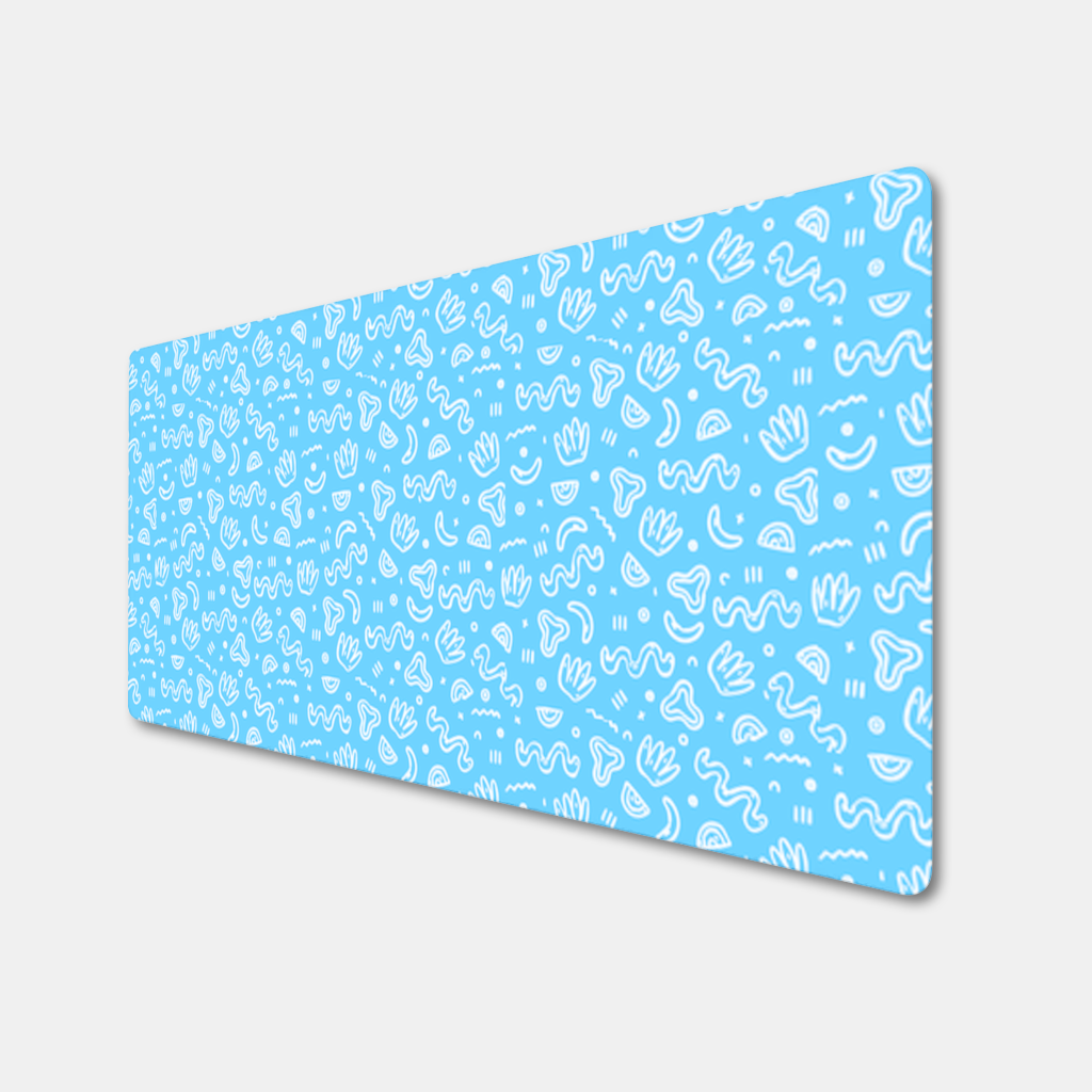 Blue Abstract Doodle Mouse Pad