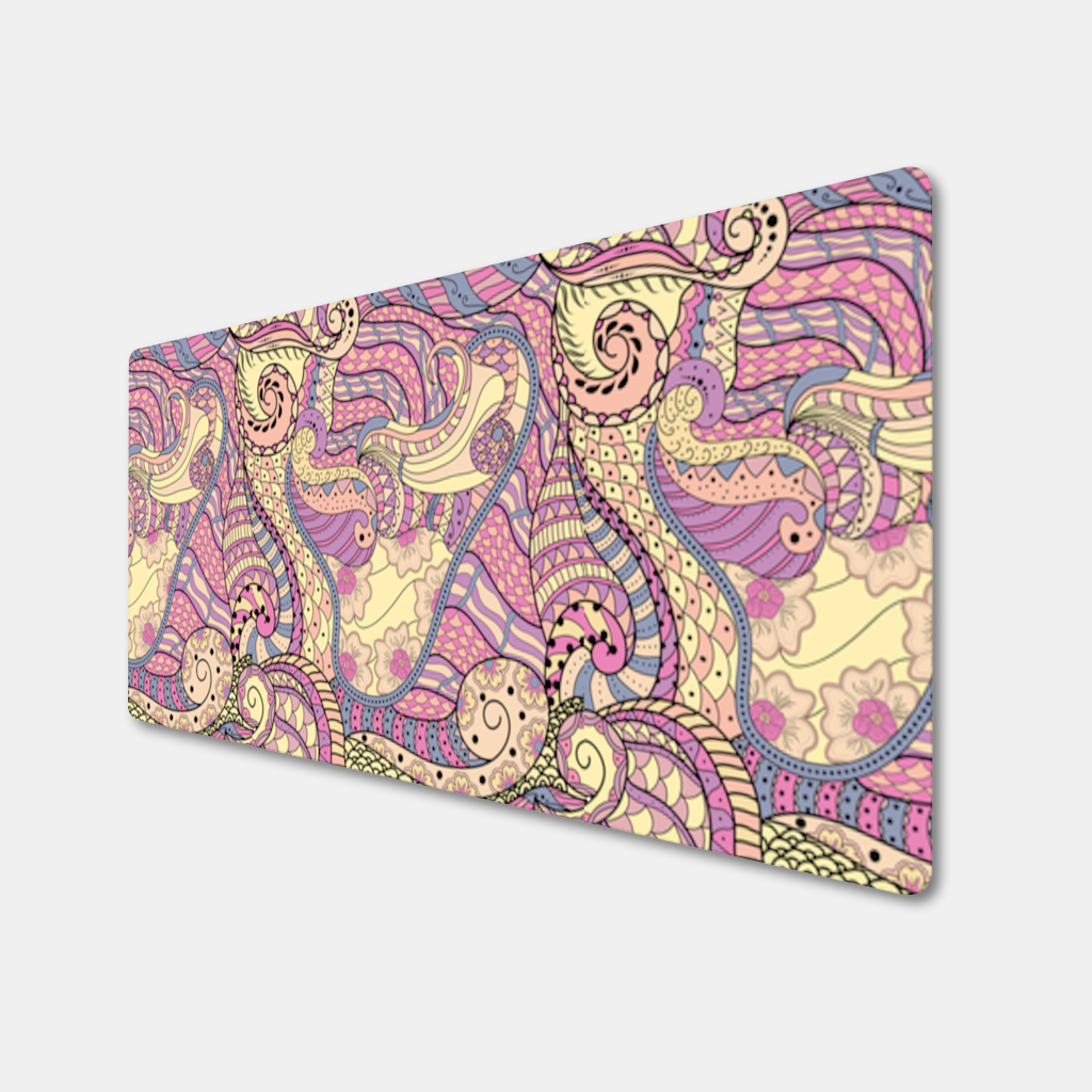 Psychedelic Zentangle Floral Mouse Pad