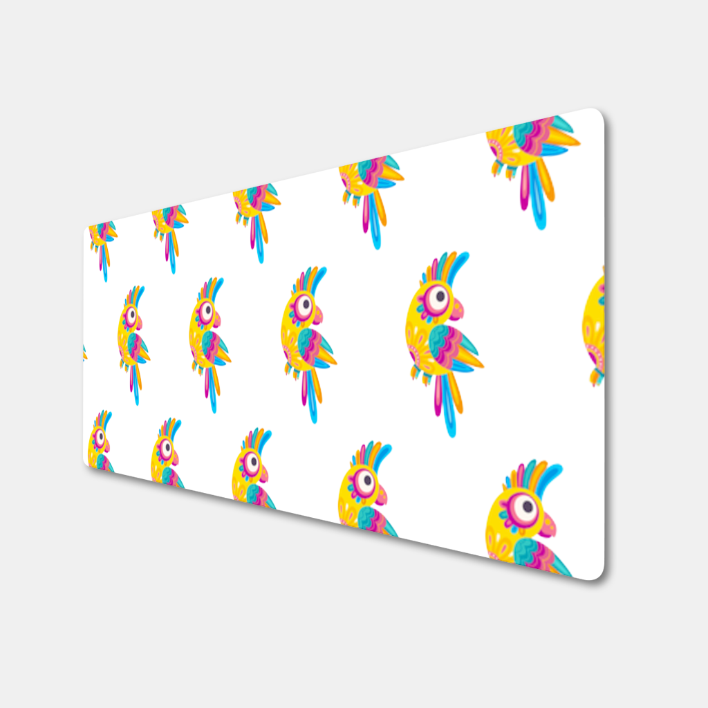 Vibrant Tropical Parrot Folk Mouse Pad