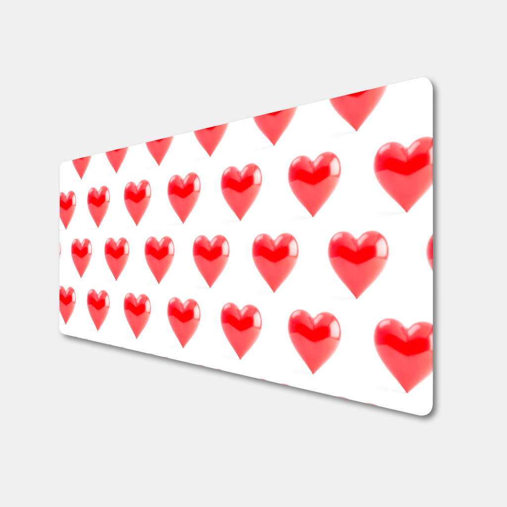 Glossy Red 3D Heart Mouse Pad