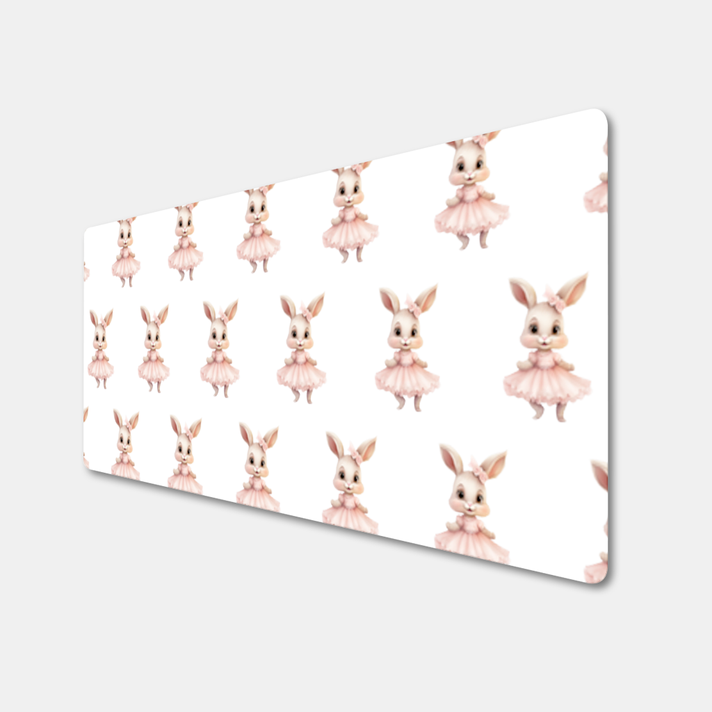 Kawaii Rabbit in Pink Ruffled Dress Mouse Pad