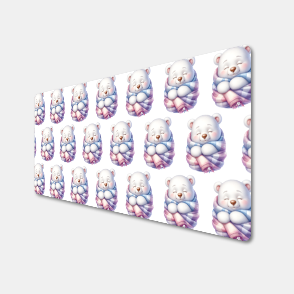 Cozy Sleepy Polar Bear Cub Mouse Pad