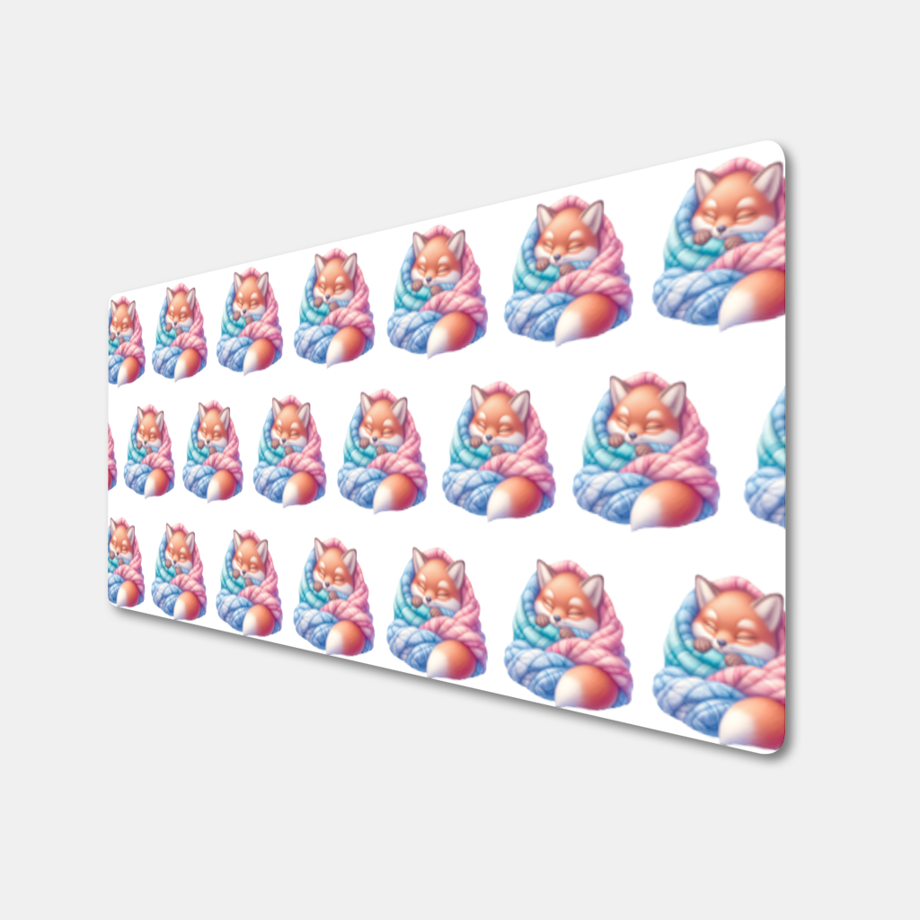 Sleeping Fox Knitted Blanket Mouse Pad