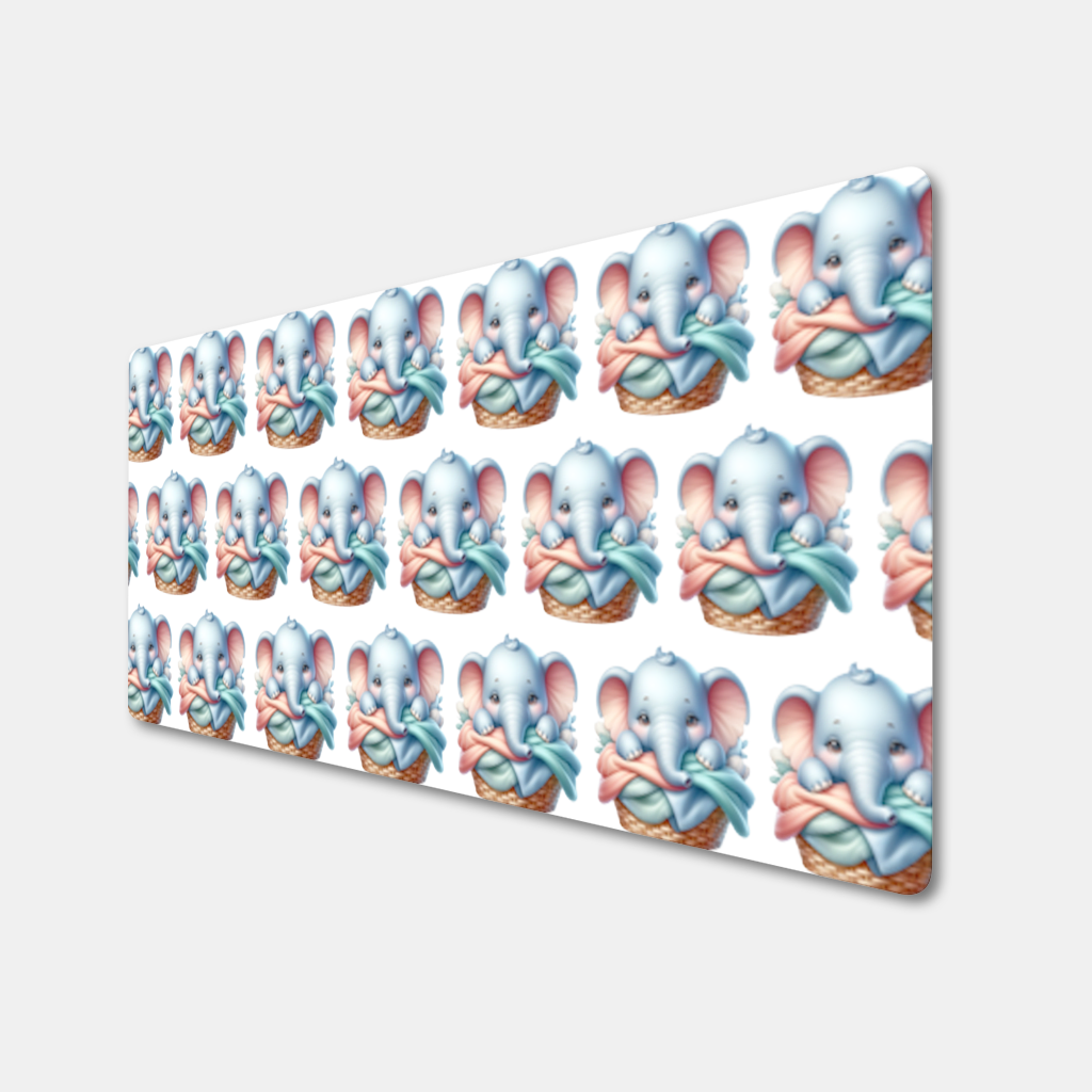 Cute Baby Elephant in Basket Mouse Pad