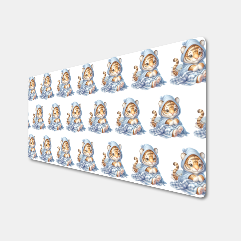 Sleepy Baby Tiger Cub on Books Mouse Pad