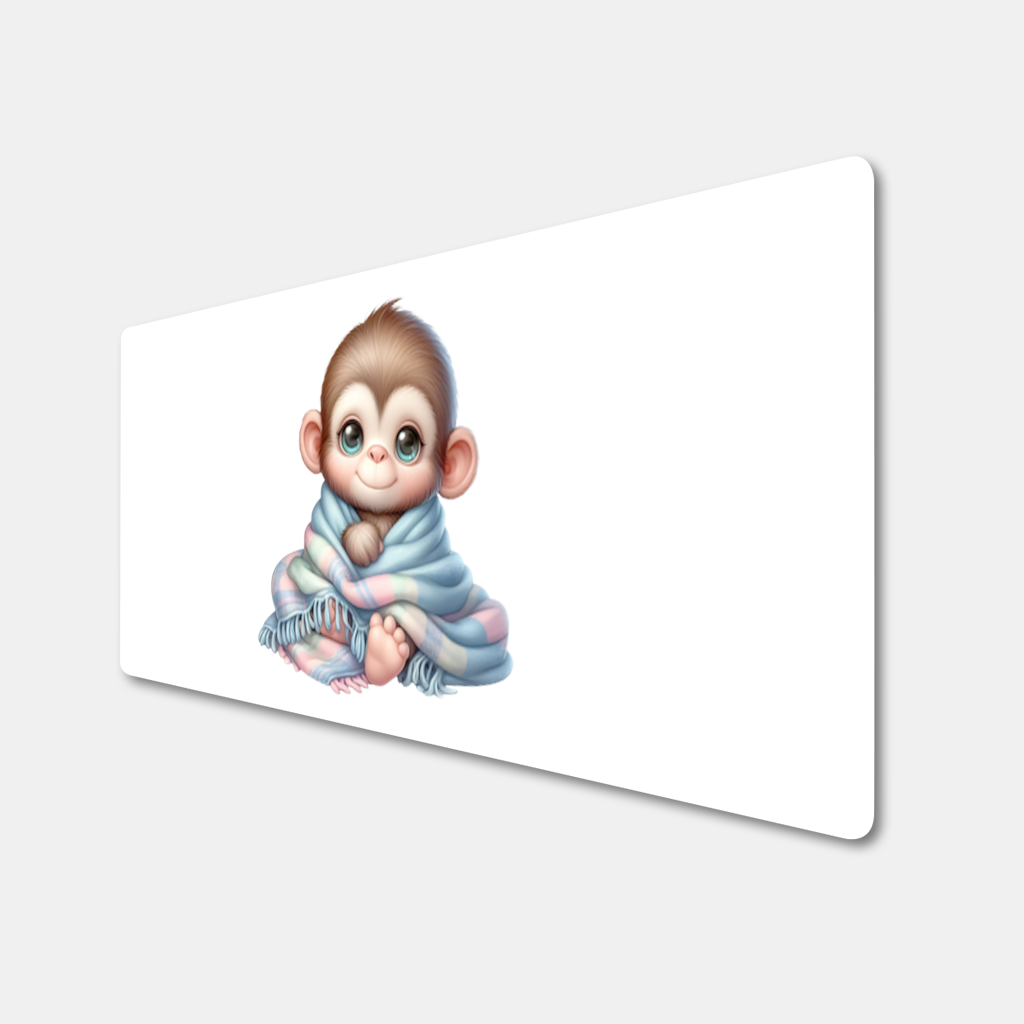 Cute Baby Monkey Wrapped in Blanket Mouse Pad