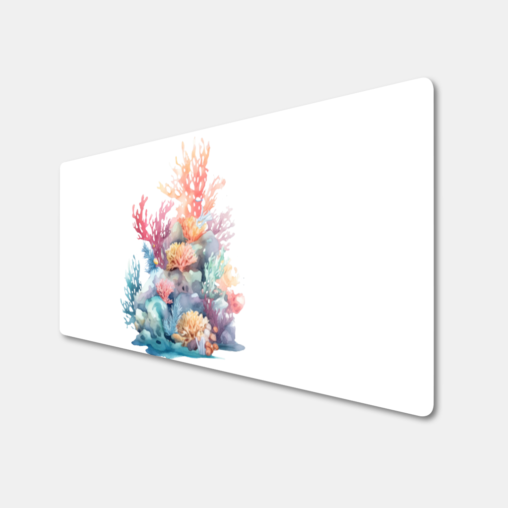 Vibrant Watercolor Coral Reef Scene Mouse Pad