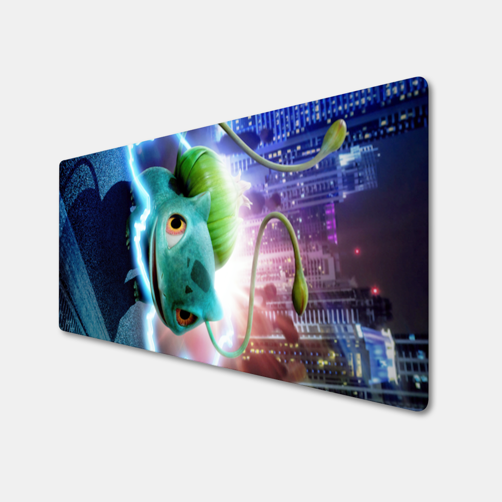 Gece Şehrinde Parlayan Neon Canavar Mouse Pad