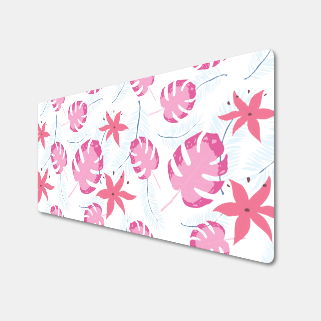 Pink Monstera and Tropical Lily Mouse Pad