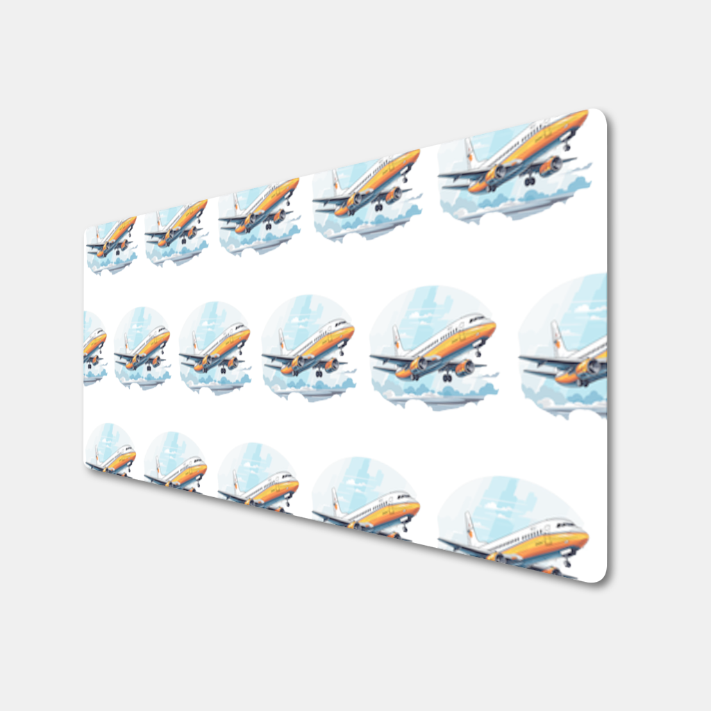Retro Orange Commercial Airplane Mouse Pad