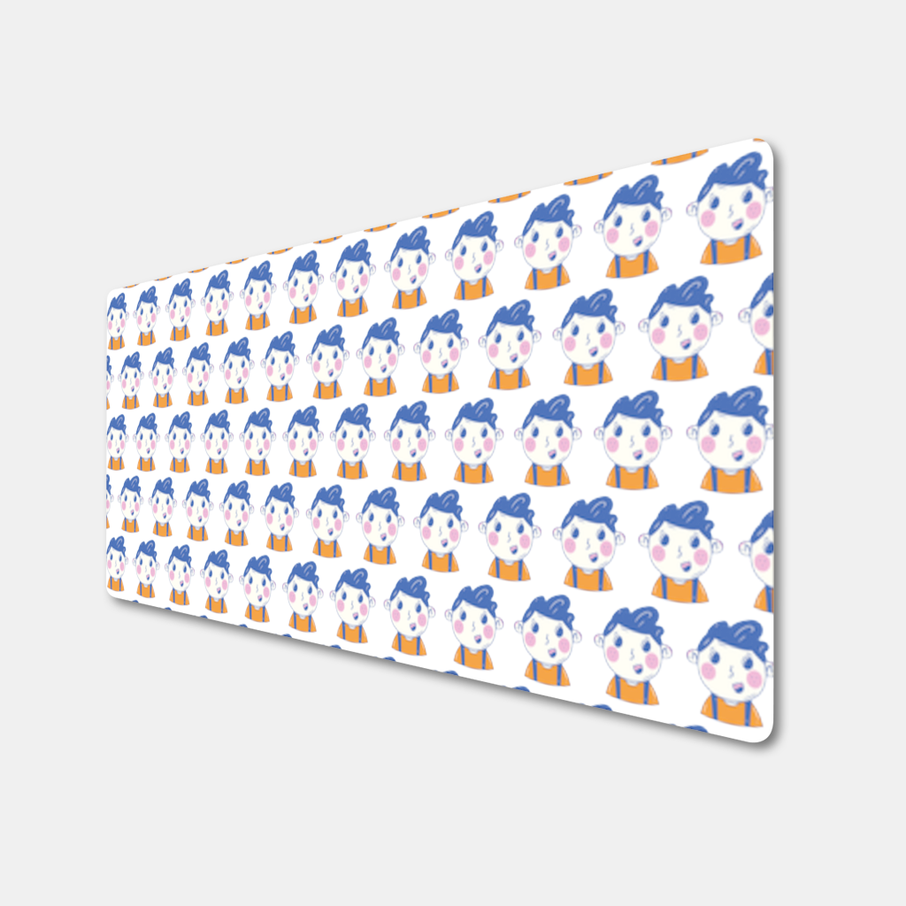 Sevimli Mavi Saçlı Gülen Çocuk Mouse Pad