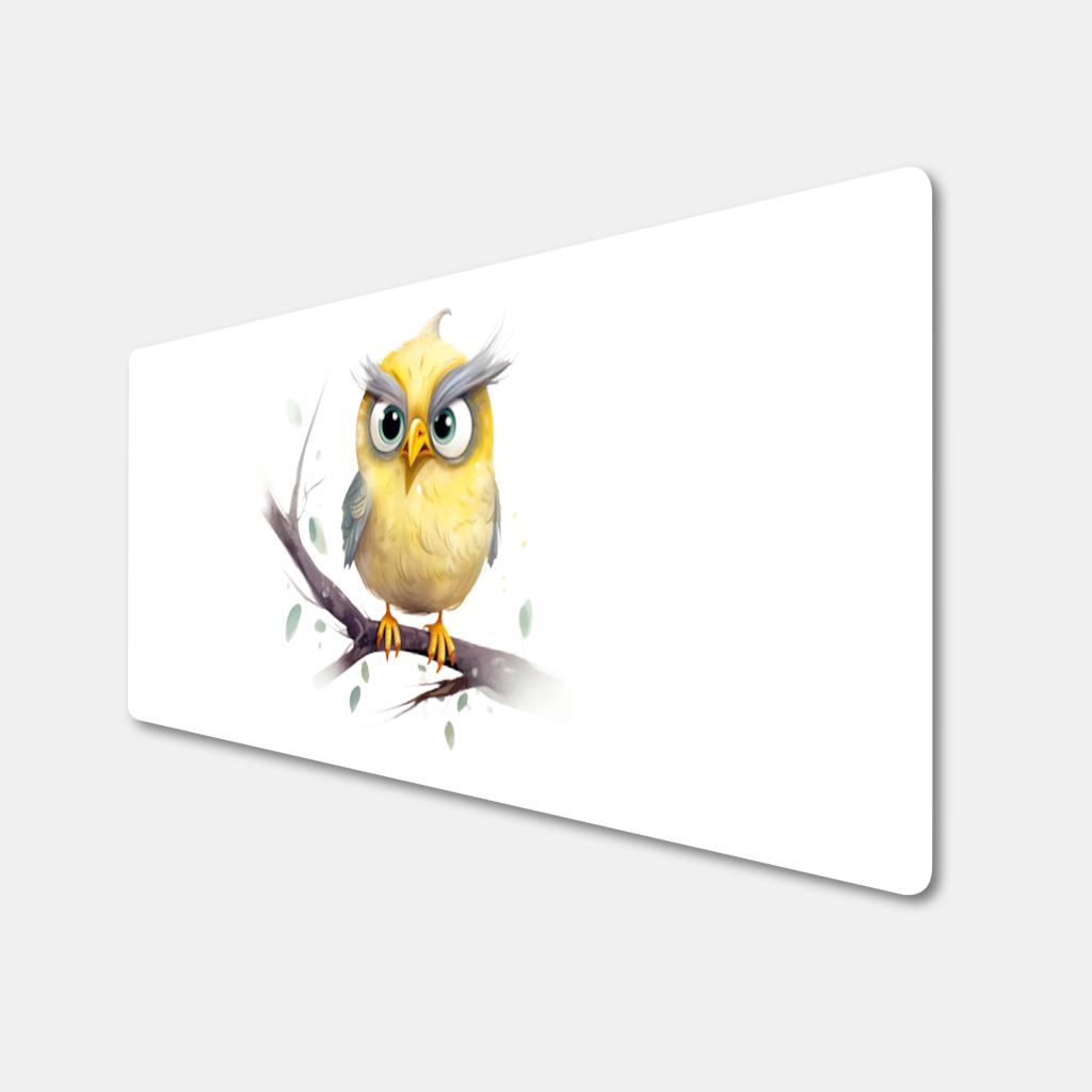 Grumpy Yellow Owl Mouse Pad