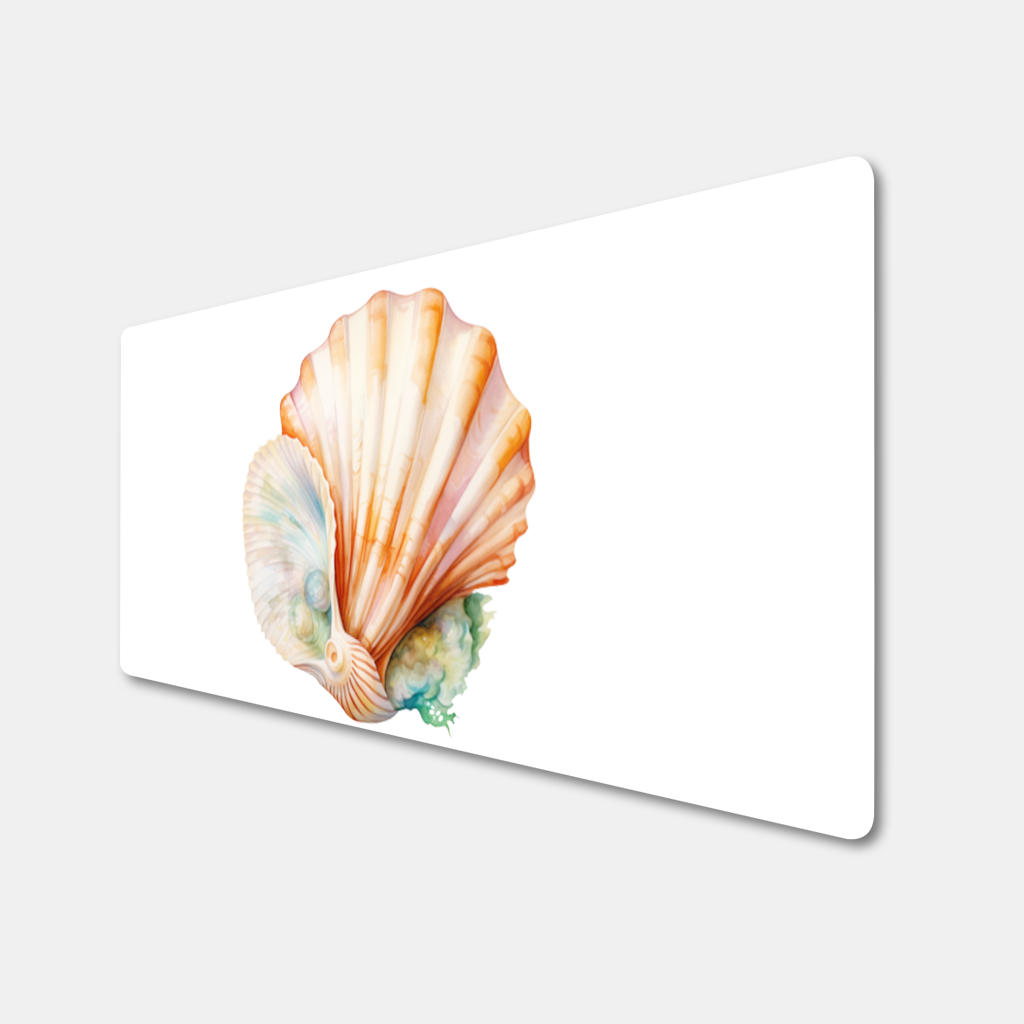 Iridescent Pearls in Orange Scallop Seashell 