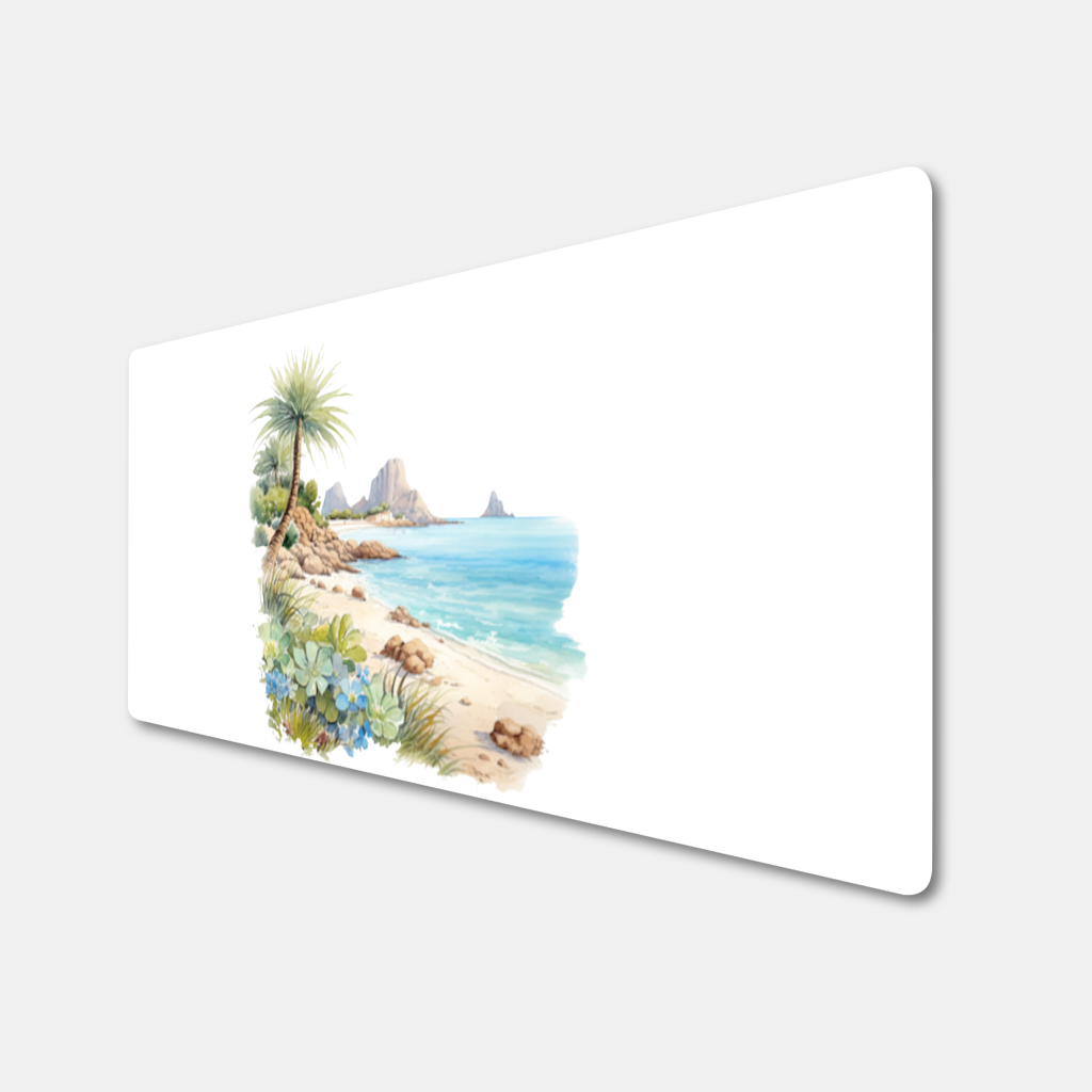 Tropical Palm Tree and Turquoise Sea Mouse Pad