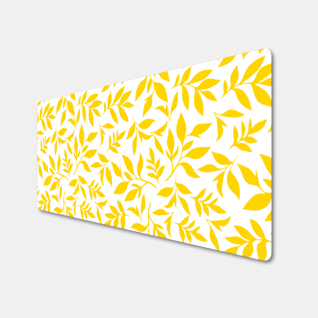 Mustard Yellow Botanical Leaves Mouse Pad