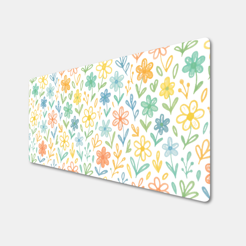 Colorful Boho Wildflowers Mouse Pad
