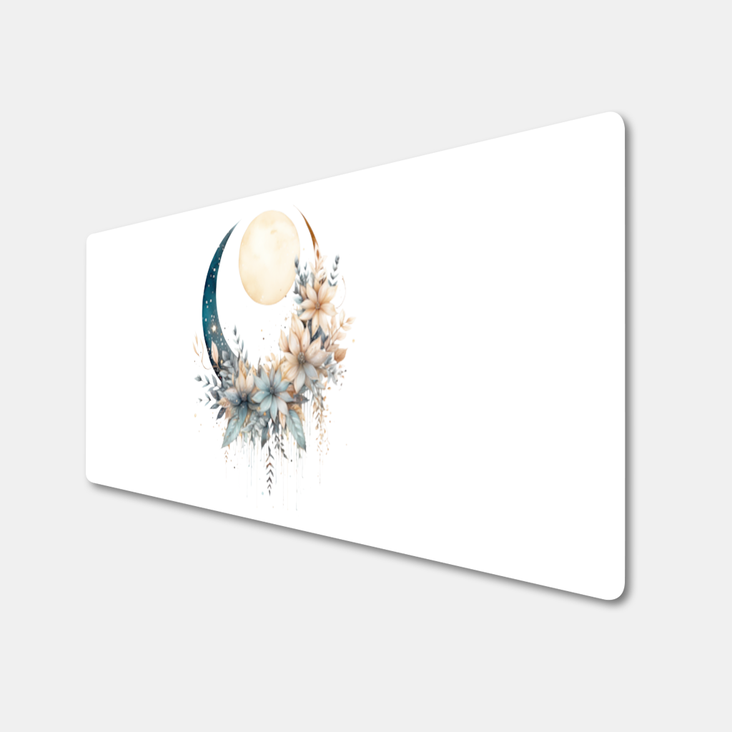 Boho Ay ve Botanik Çiçekler Mouse Pad