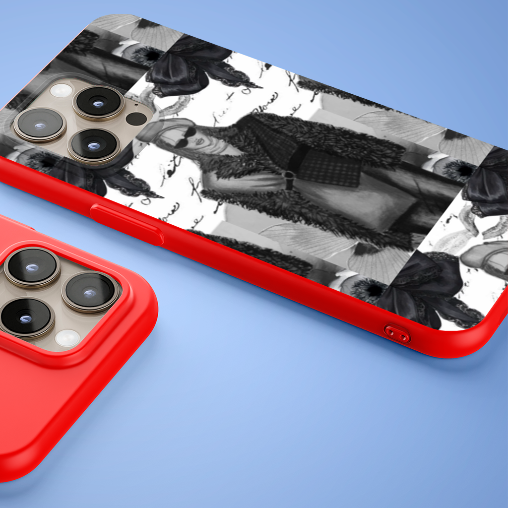 Black  White Illustration iPhone 15 Pro Case