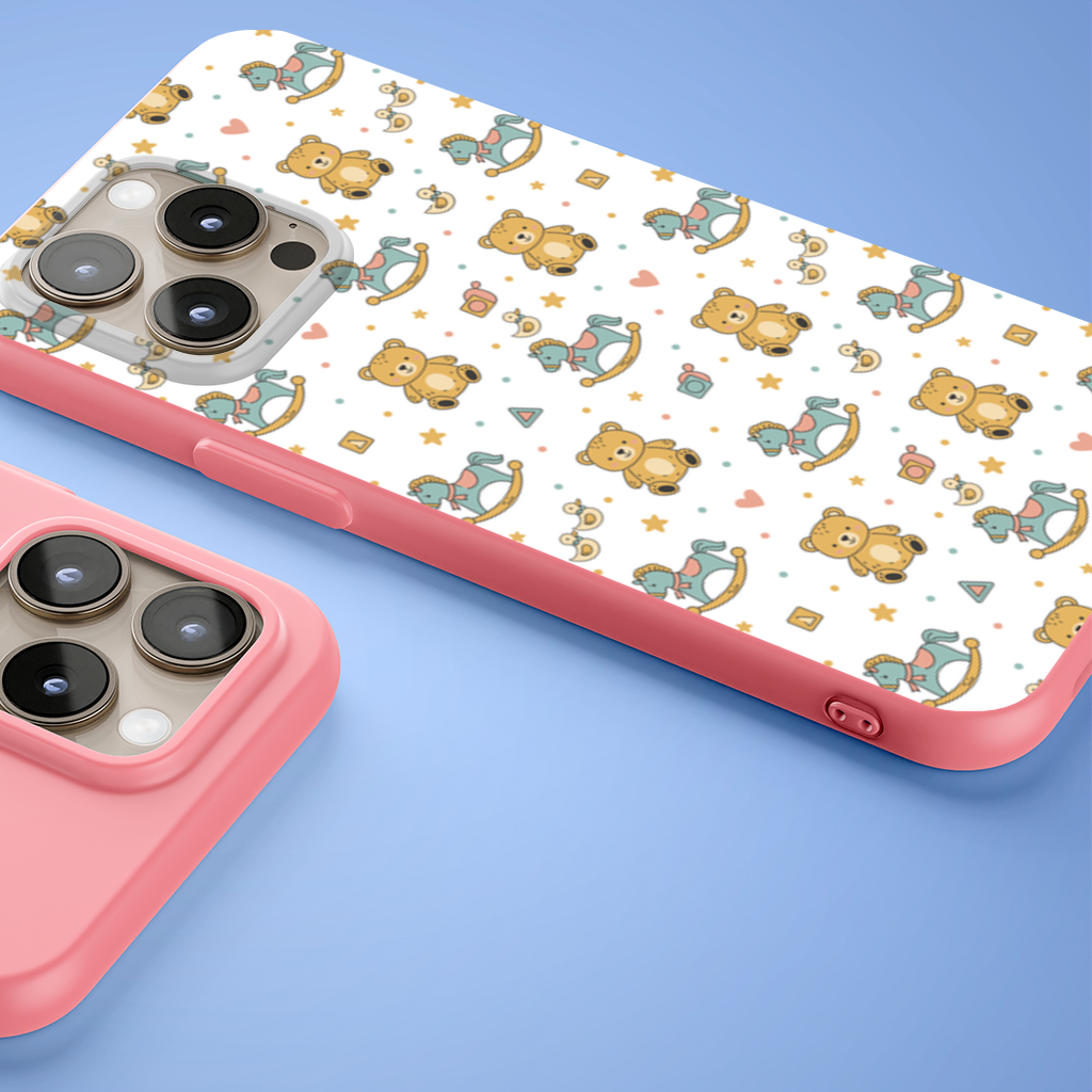 Cute Toy Pattern Kids Background iPhone 15 Pro Case