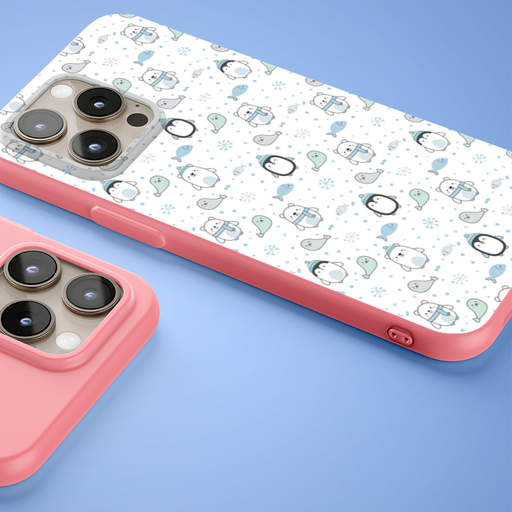 Cute Arctic Animals Winter Pattern iPhone 15 Pro Case