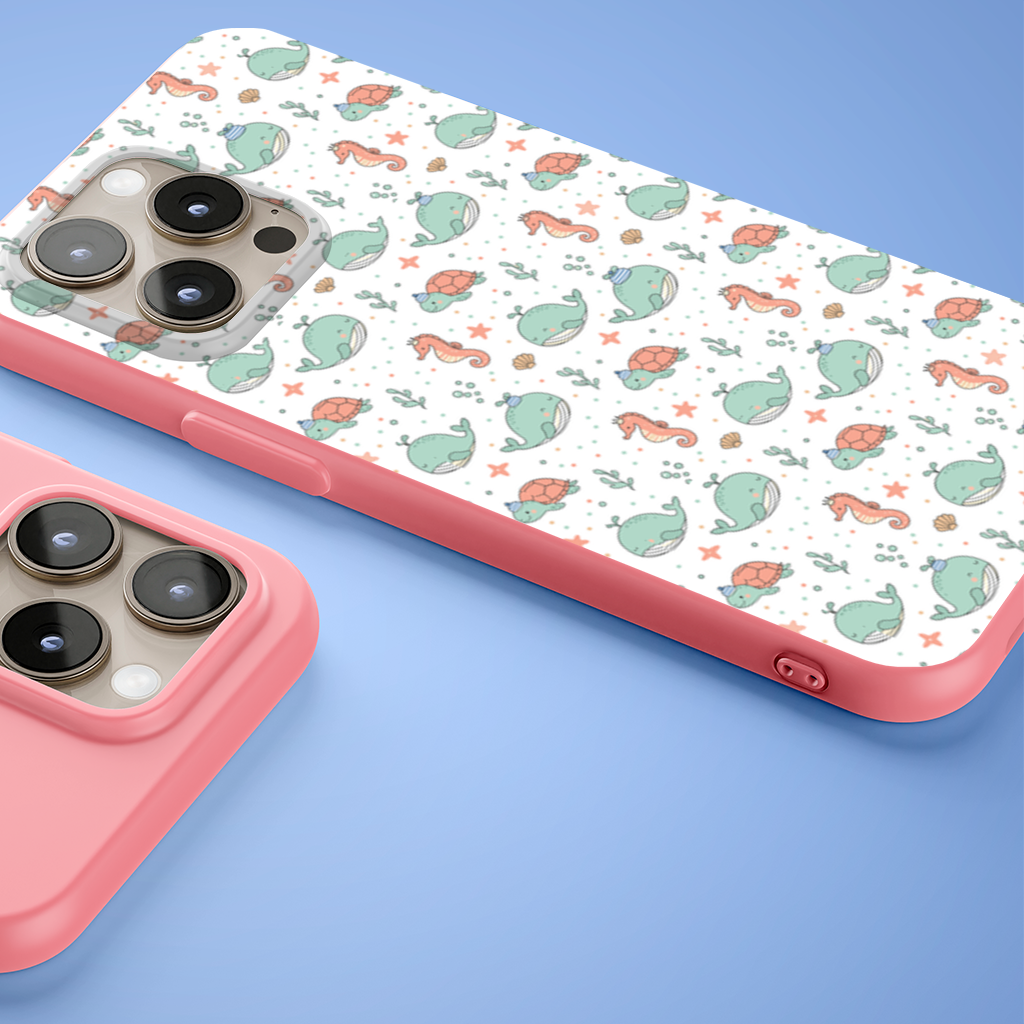 Cute Sea Animals Pattern iPhone 15 Pro Case