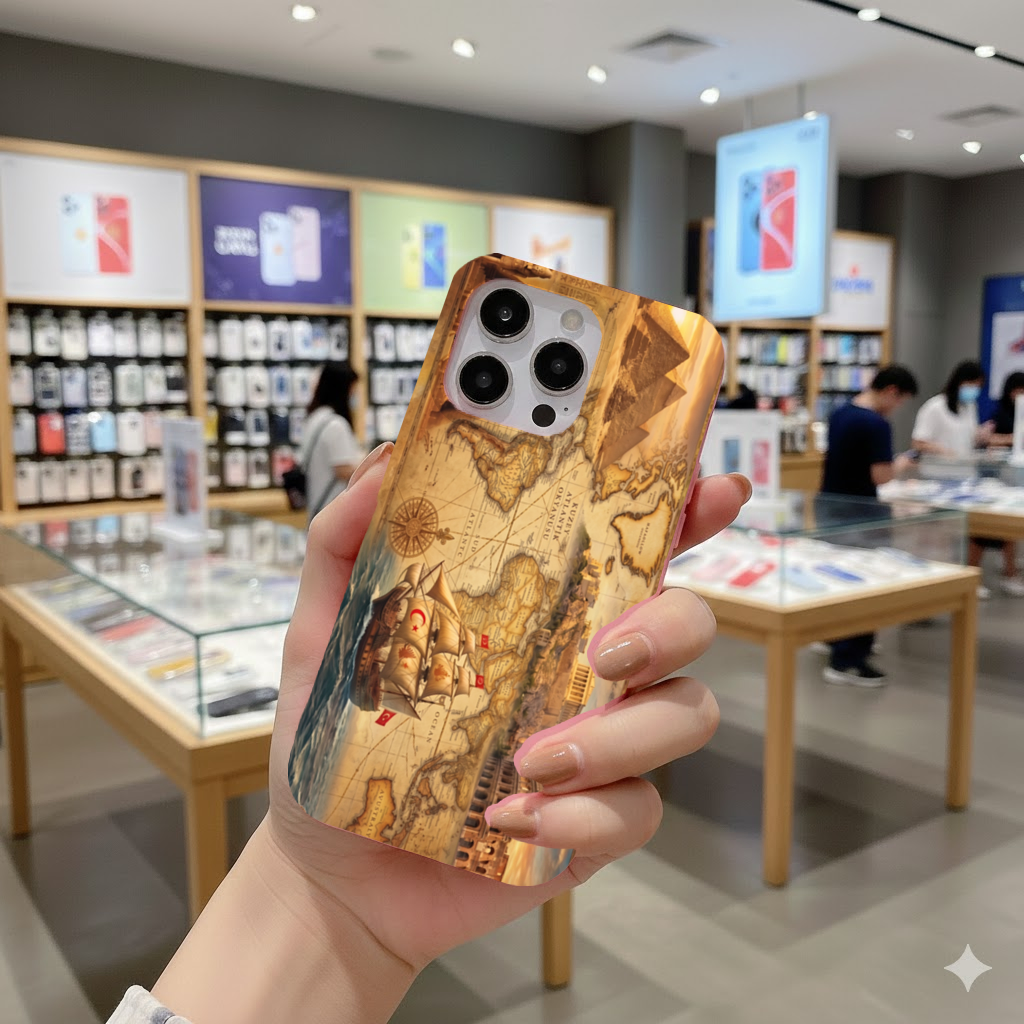 Antik Çağlar Konseptli Retro Dünya Haritası iPhone 16 Pro Kılıfı