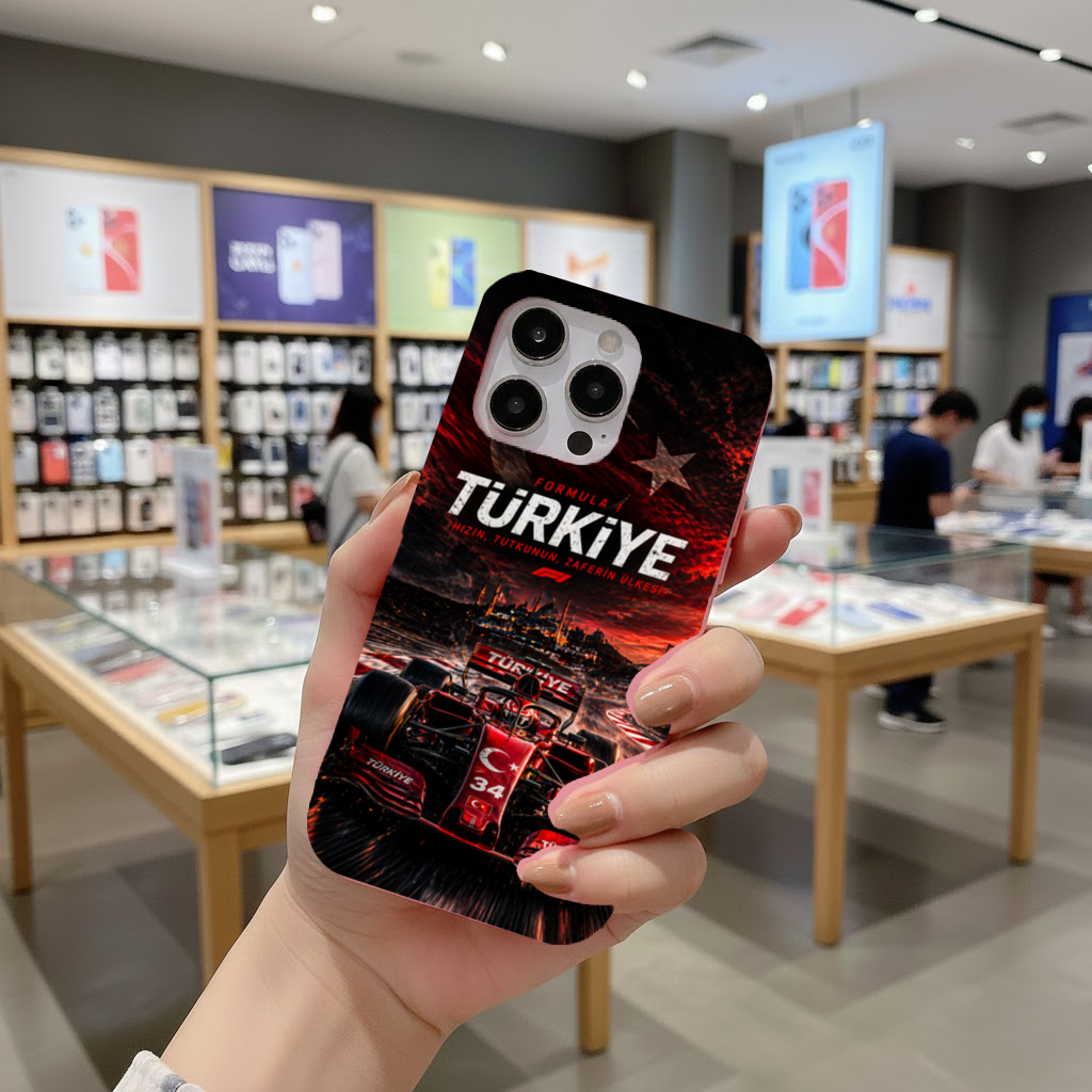 Red Racing Car over Istanbul Skyline iPhone 16 Pro Case