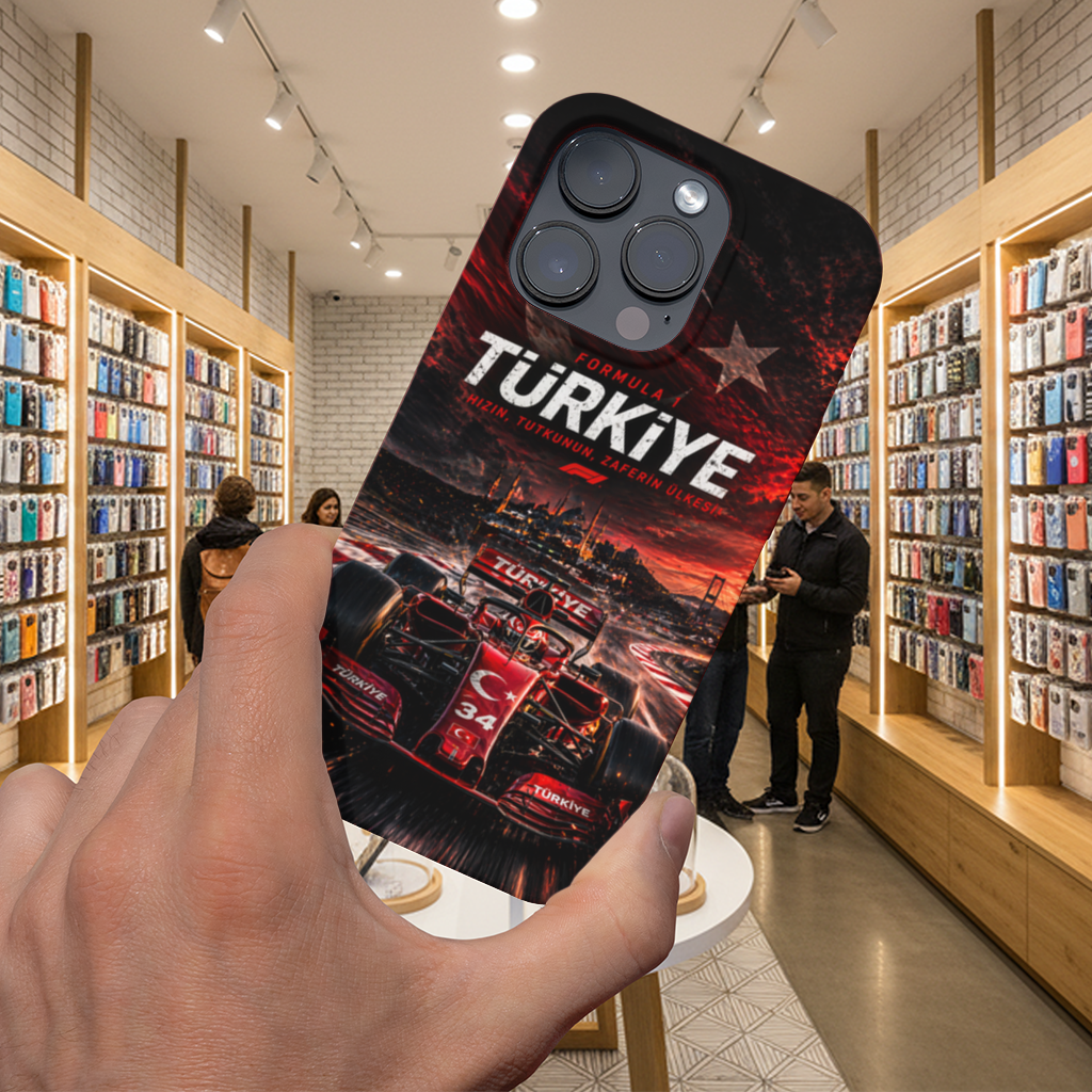Red Racing Car over Istanbul Skyline iPhone 16 Pro Case