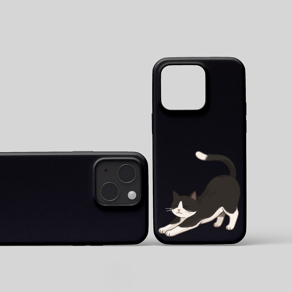 Esneyen Smokin Kedi iPhone 15 Kılıfı