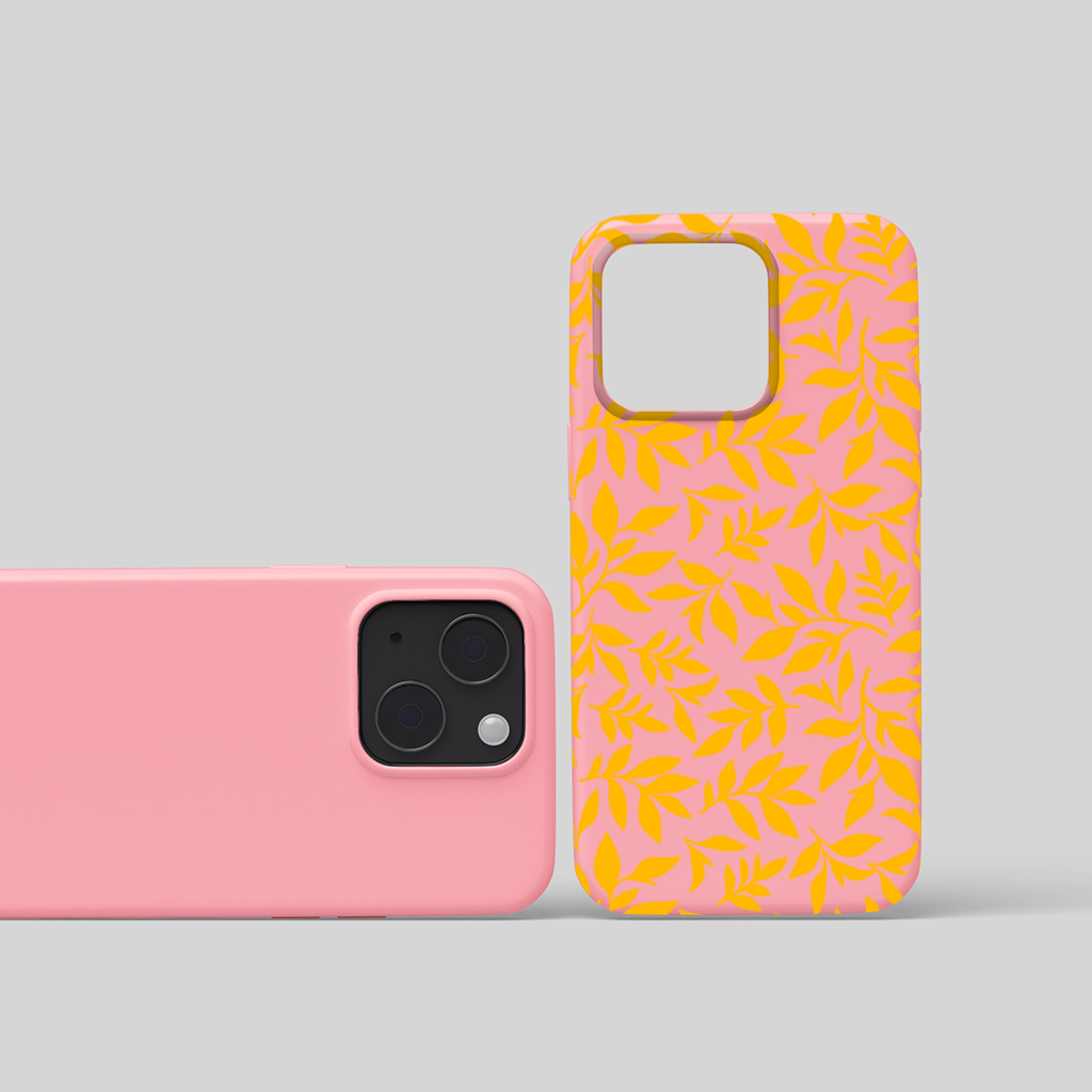 Mustard Yellow Botanical Leaves iPhone 15 Case