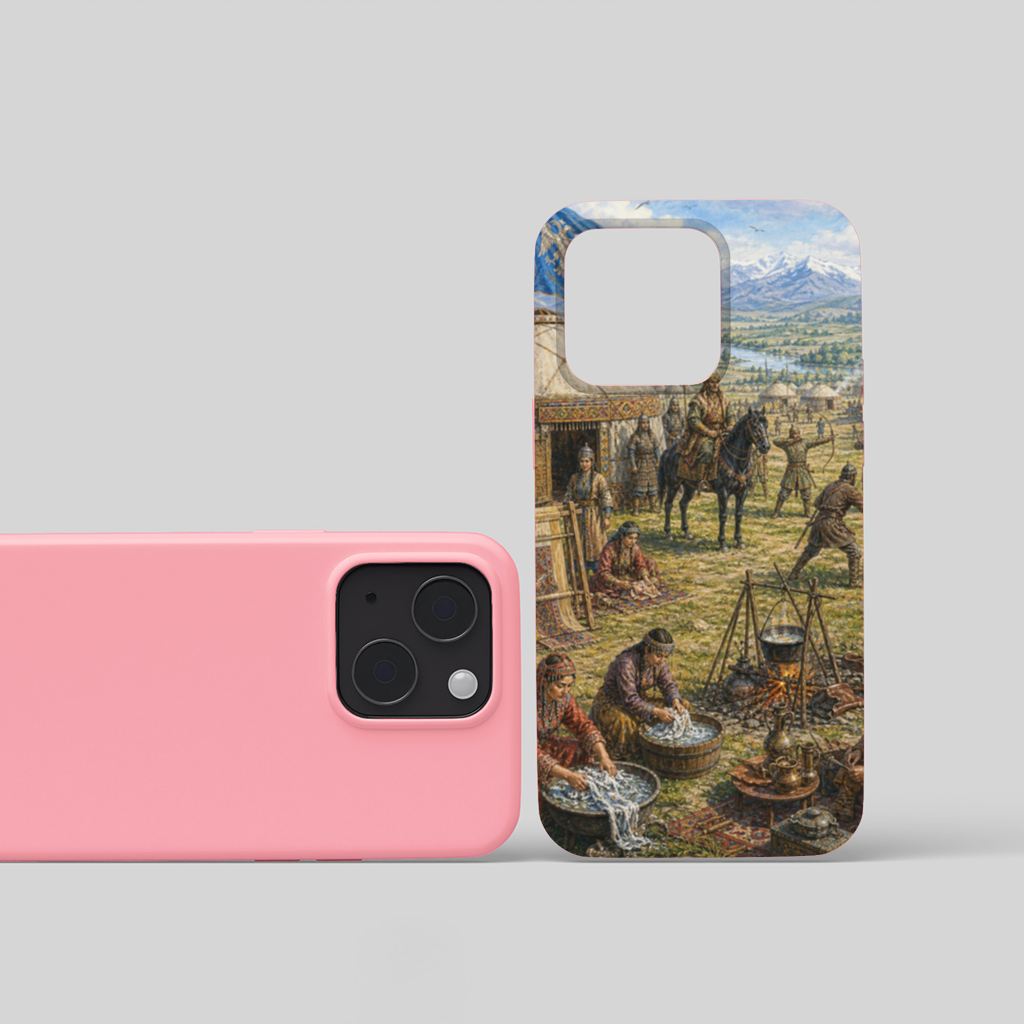 Ancient Steppe Heritage Historic Turkish Camp Scene Art iPhone 15 Case